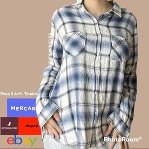 Mossi I Supply Co. Boyfriend fit XXl Blue and White button up flannel
